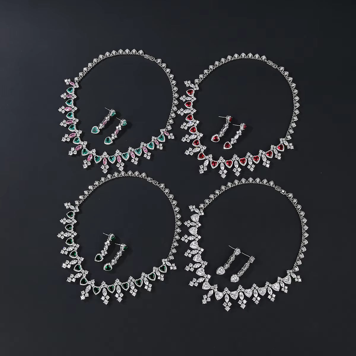 Luxury Flower Necklace Earrings Set