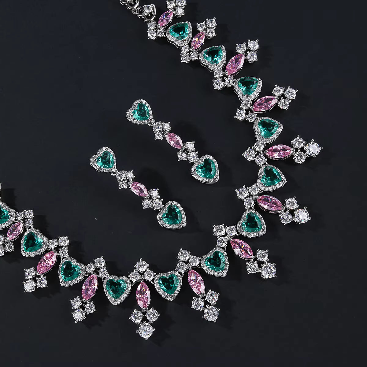 Luxury Flower Necklace Earrings Set