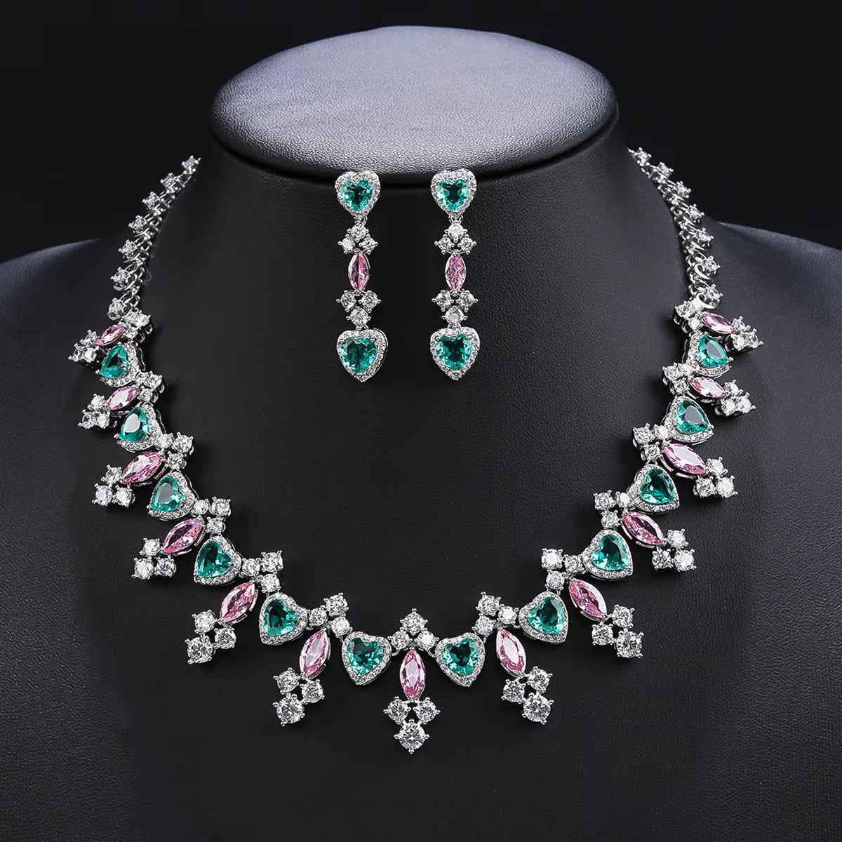 Luxury Flower Necklace Earrings Set