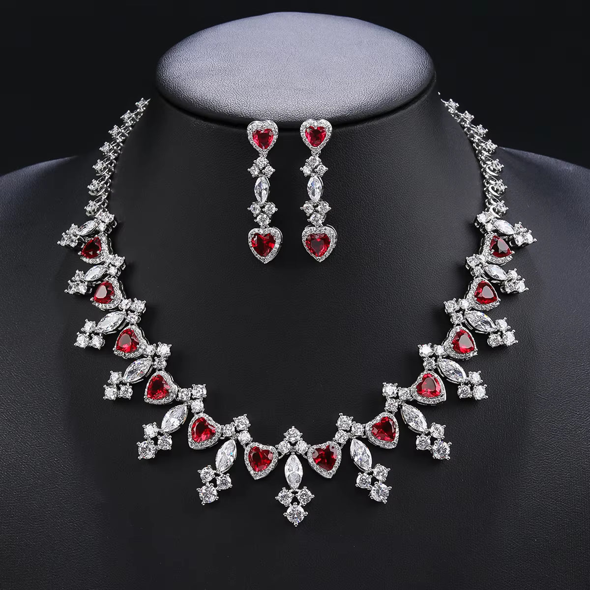 Luxury Flower Necklace Earrings Set