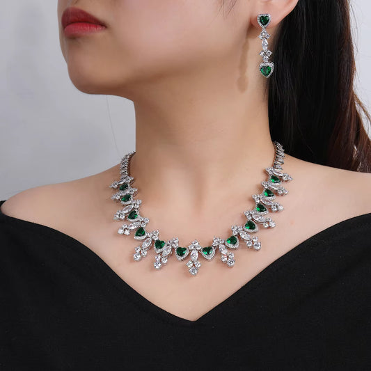 Luxury Flower Necklace Earrings Set